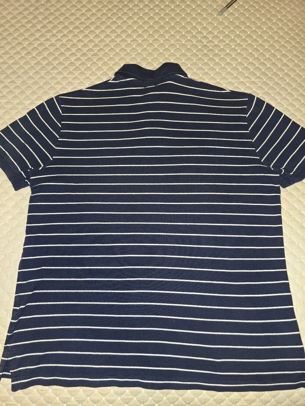 Lg- (3) Ralph Lauren Mens Polo Trio in Navy Stripe, Forest Green & Burgundy.